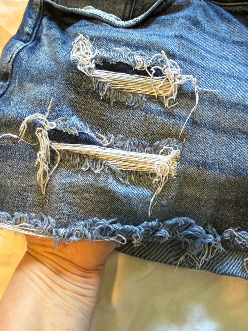 KanCan Blue Washed Distressed Denim Jeans with metal Logo Plate - Picture 6 of 12